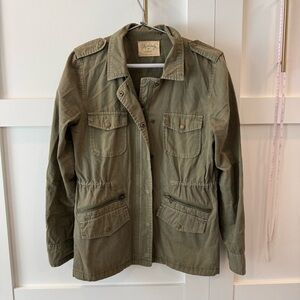 Lily Aldridge for velvet size medium Olive green military utility jacket pockets